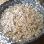 rice covered with plastic wrap