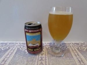 Mana Wheat Beer, can and glass