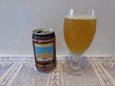 Mana Wheat Beer, can and glass